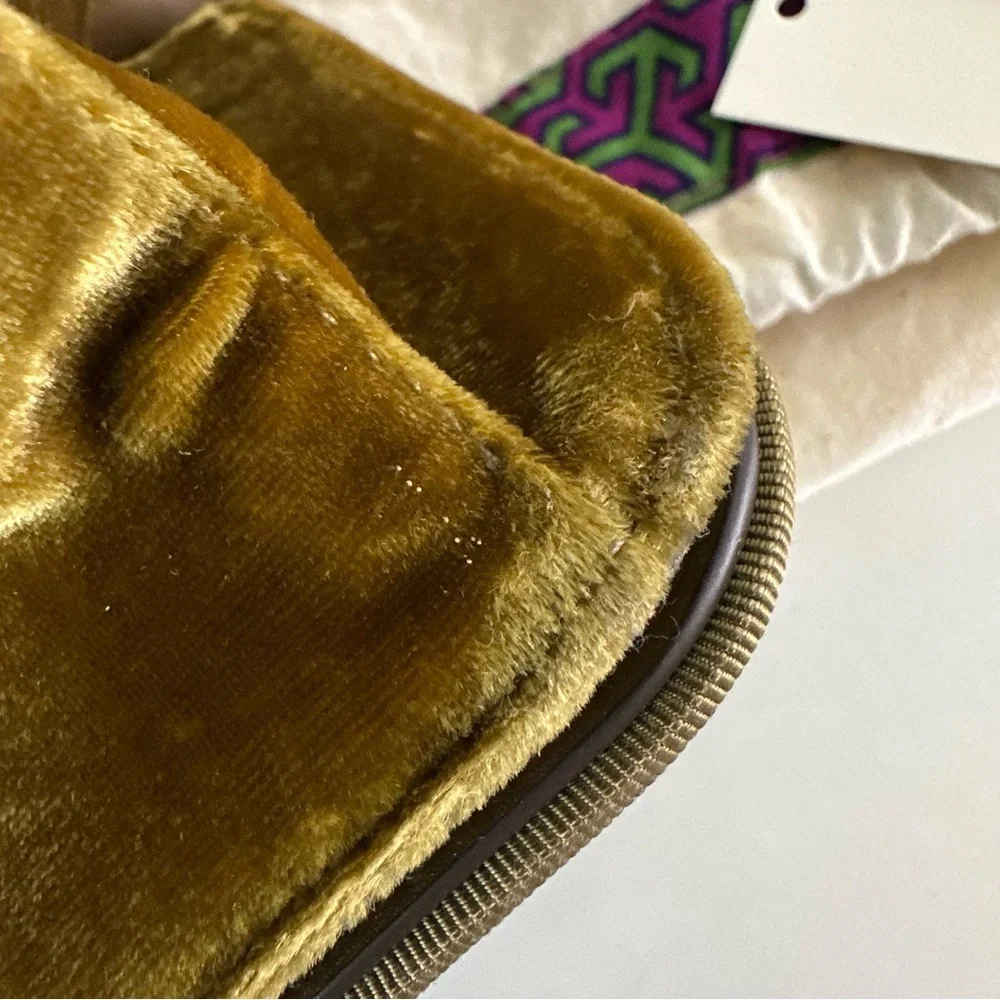 Tory Burch Eleanor Small Velvet Pave Logo Shoulder Bag Purse - Picture 7 of 10